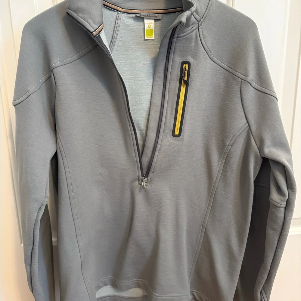 Smartwool Men's M Gray Merino Wool Nylon Quarter Zip Pullover Sweater Outdoor
